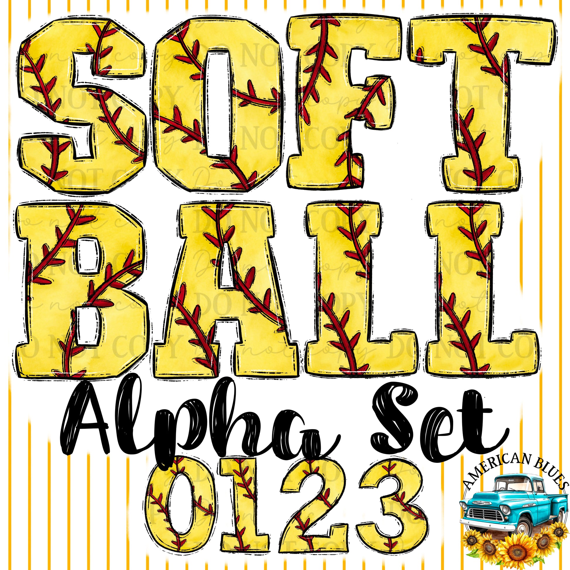 Softball Alpha digital design | American Blues Designs