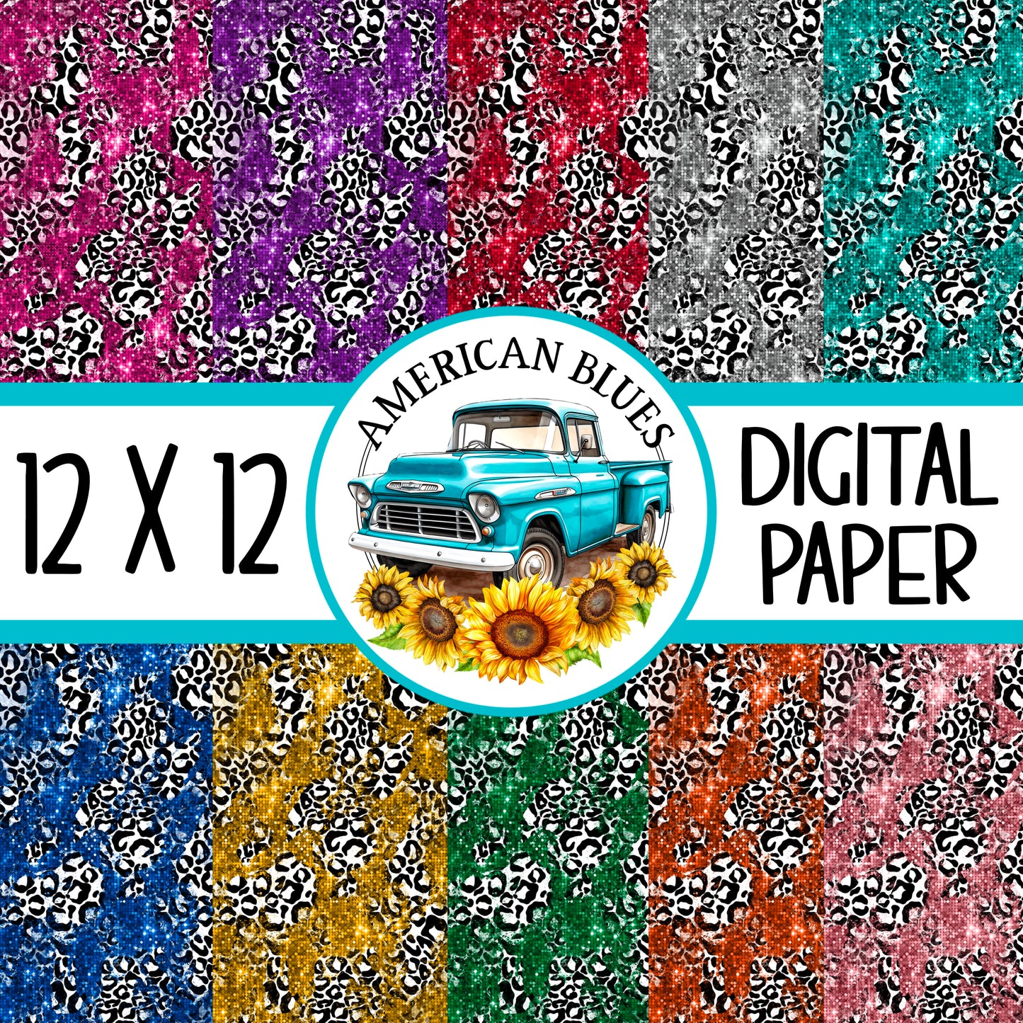 Sequin Cheetah Digital Paper | American Blues Designs