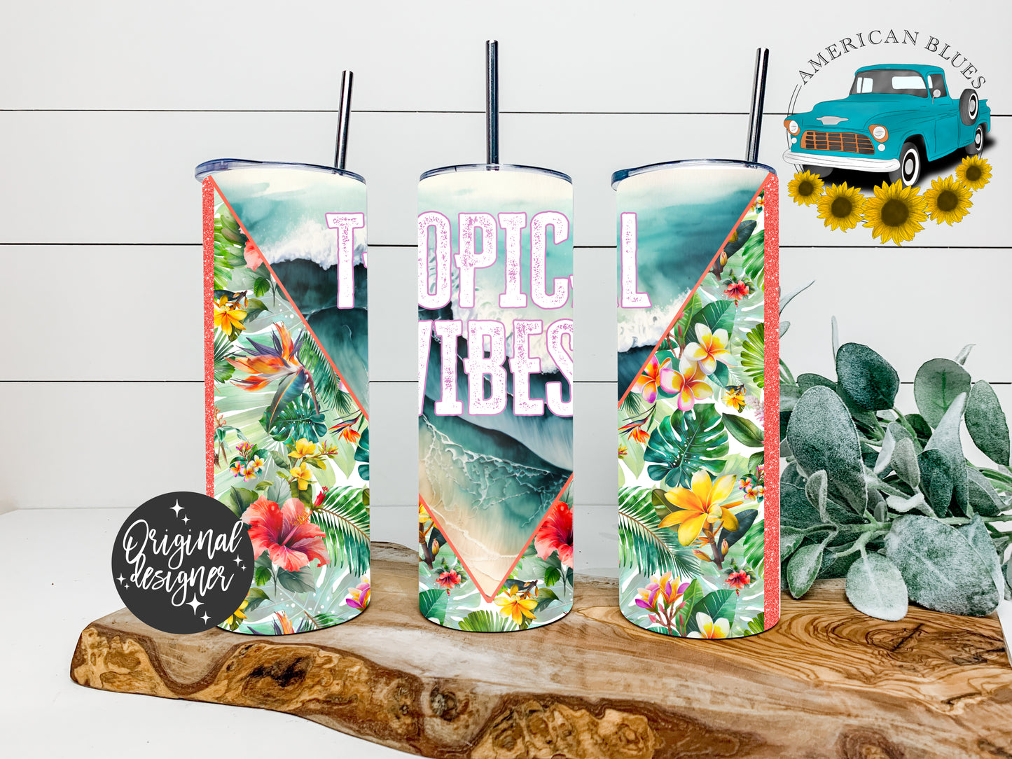 Tropical Vibes- 20 oz tumbler wrap