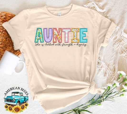 Auntie- Spring embroidered name digital design | American Blues Designs