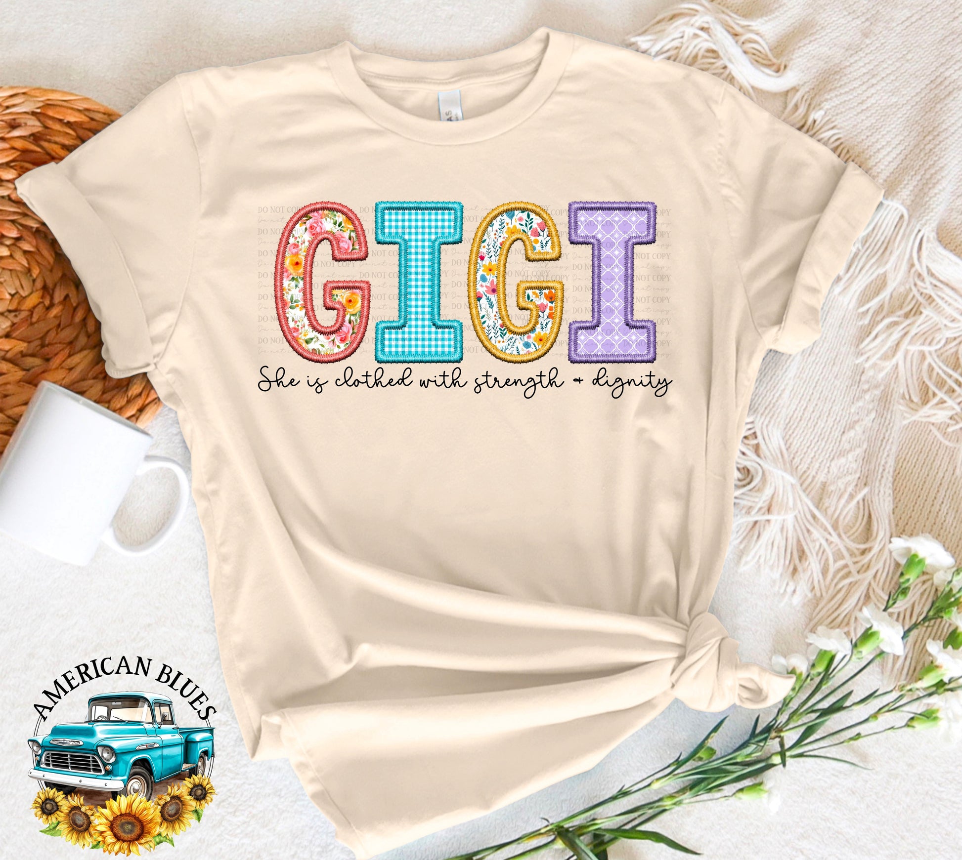 Gigi- Spring embroidered name digital design | American Blues Designs