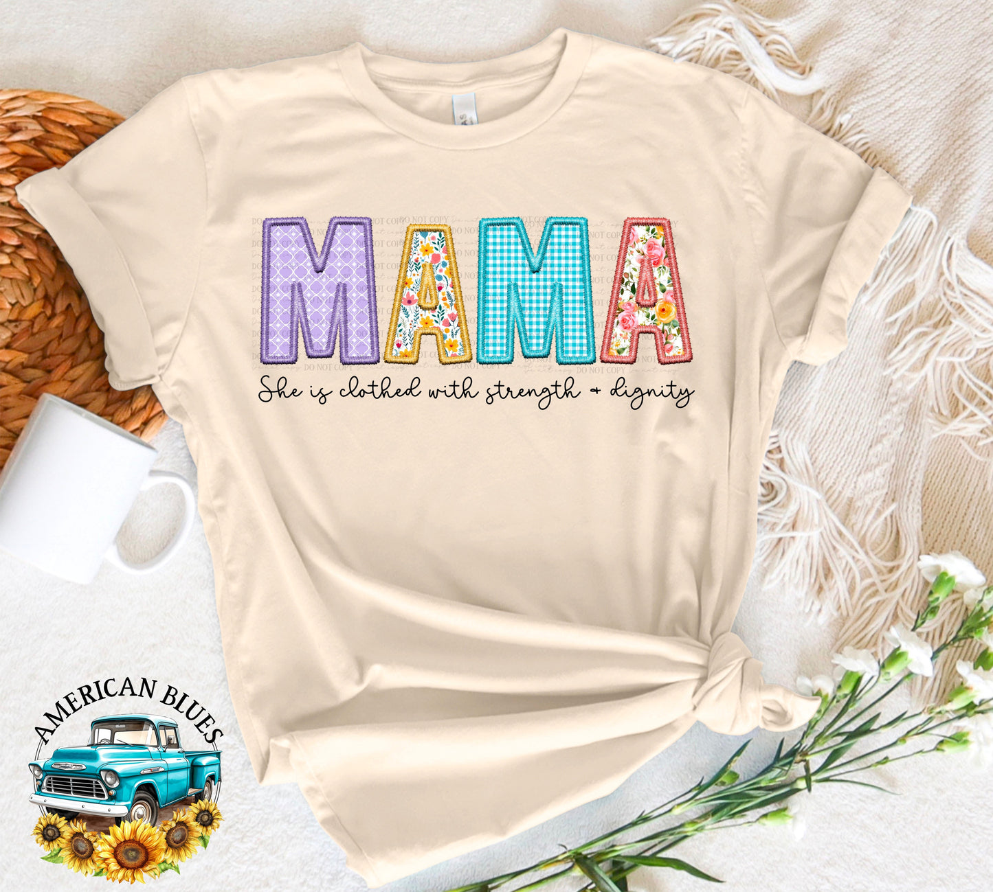 Mama- Spring embroidered name digital design | American Blues Designs