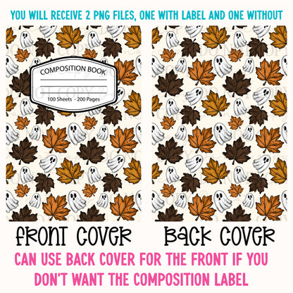 Fall Leaves & Ghosts Composition Notebook Cover