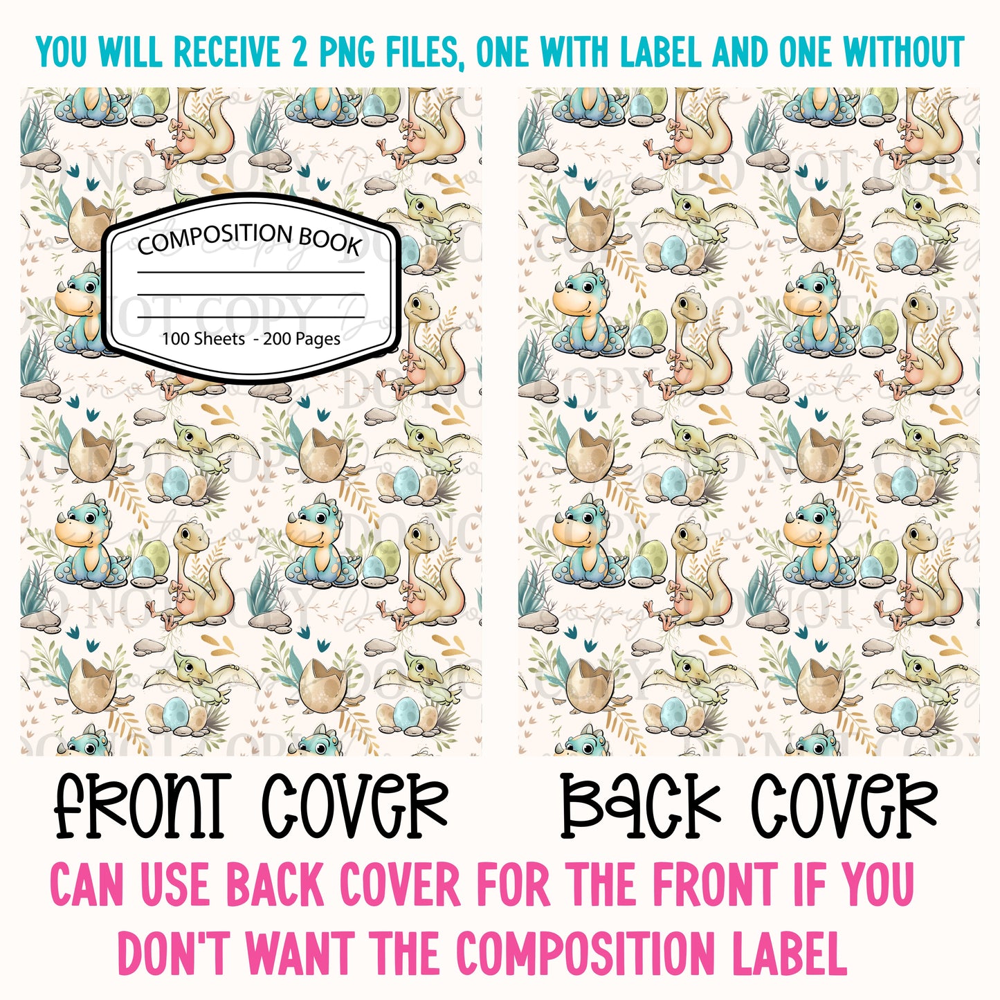 Cute Dinos Composition Notebook Cover