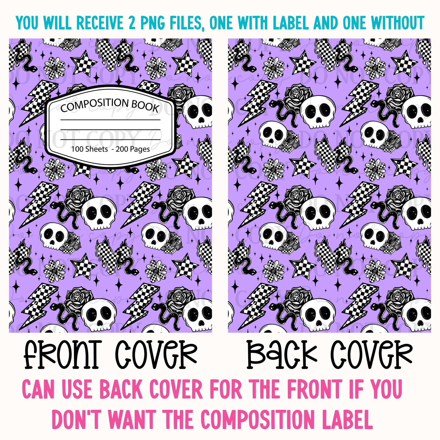 Purple Skull & Snakes Composition Notebook Cover