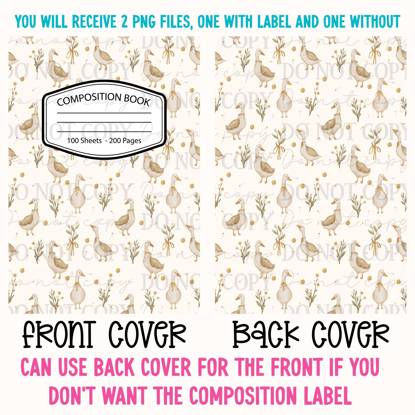 Watercolor Goose Composition Notebook Cover