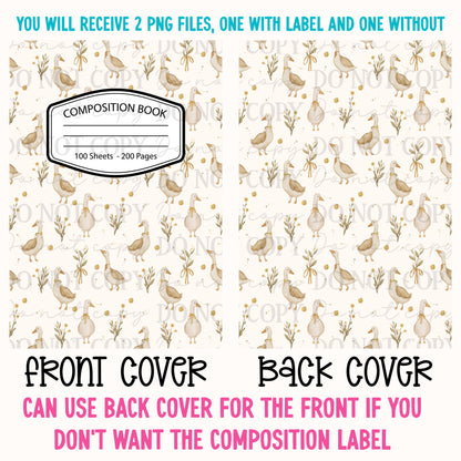 Watercolor Goose Composition Notebook Cover