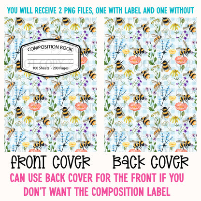 Bees & Farm Flowers Composition Notebook Cover