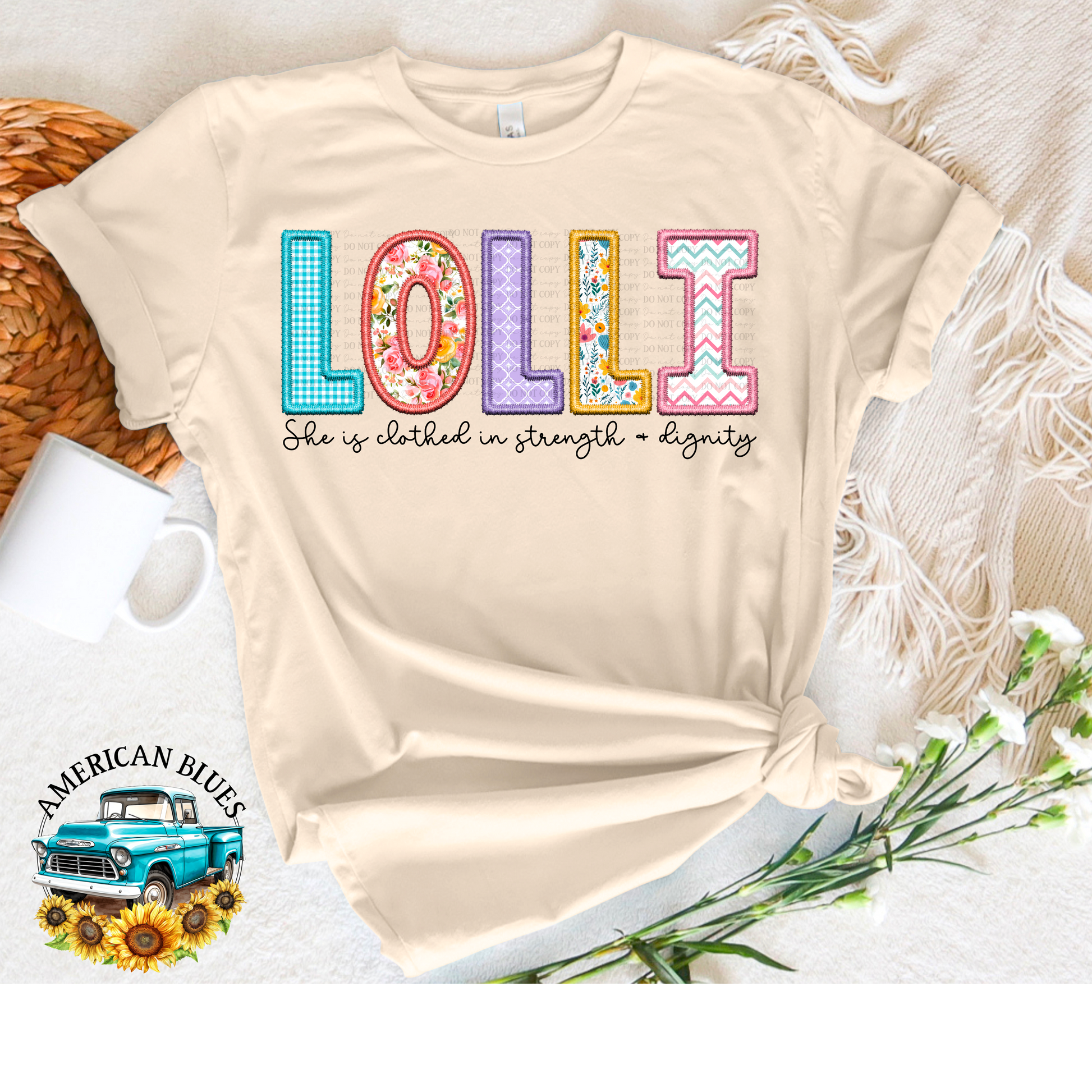 Lolli- Spring embroidered name digital design | American Blues Designs