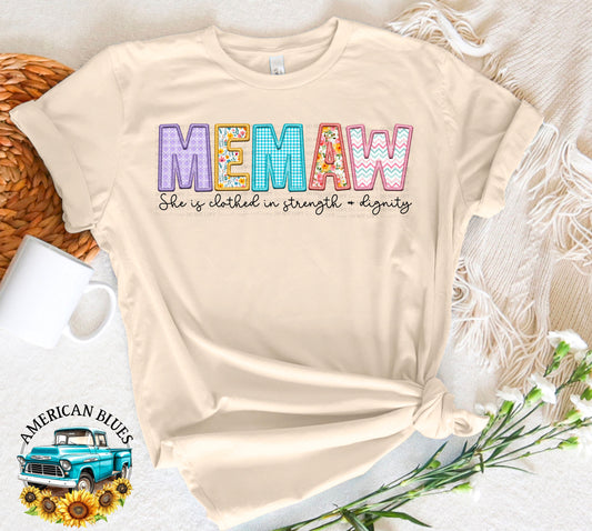 Memaw- Spring embroidered name digital design | American Blues Designs