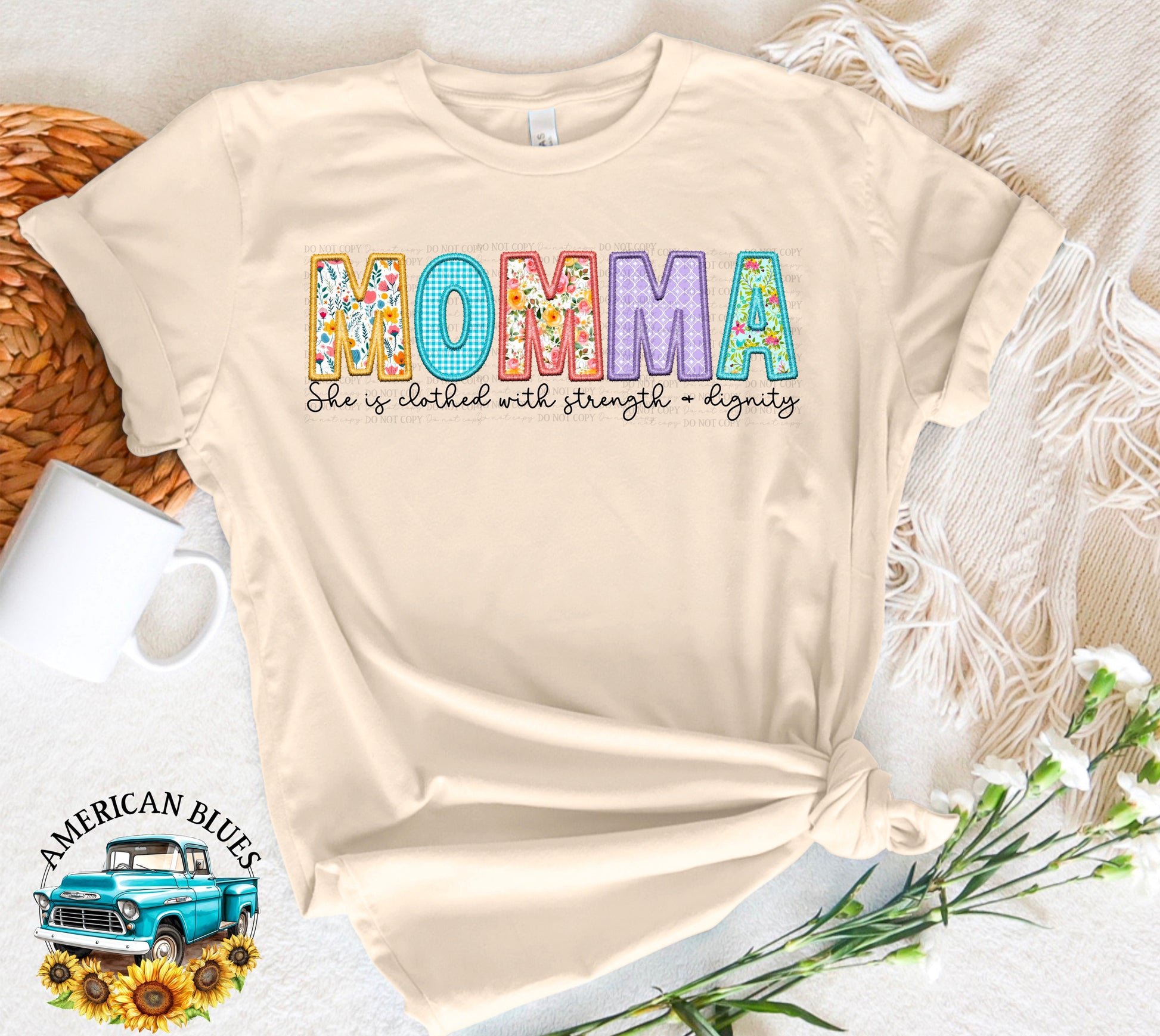 Momma- Spring embroidered name digital design | American Blues Designs