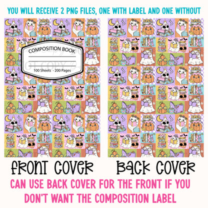 Bookish Ghostie Patchwork Composition Notebook Cover