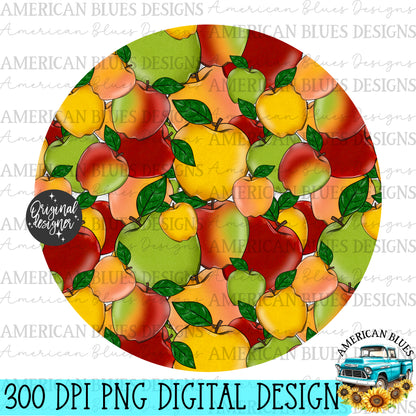 Fall apples car coaster digital design | American Blues Designs