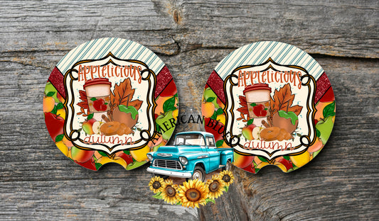 Applelicious Autumn car coaster digital design | American Blues Designs