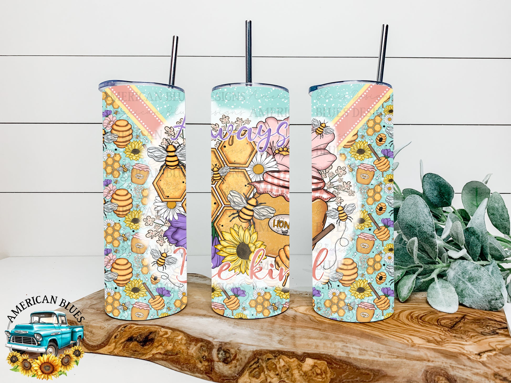 Always Bee Kind 20 oz tumbler wrap | American Blues Designs