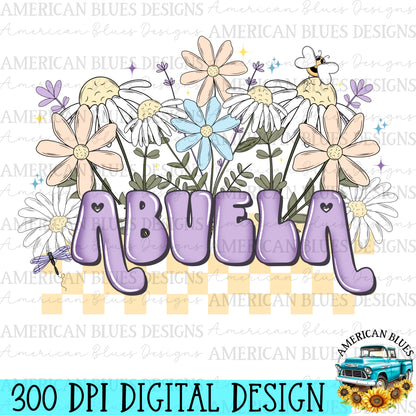 Abuela retro floral digital design | American Blues Designs