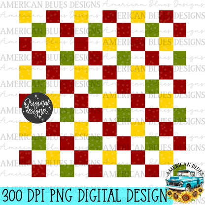 Autumn apples checkered seamless pattern | American Blues Designs