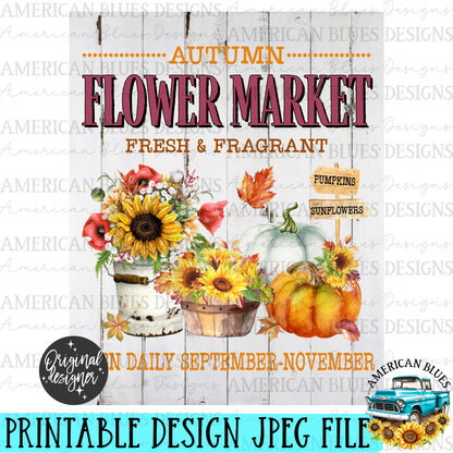 Autumn Flower Market printable | American Blues Designs