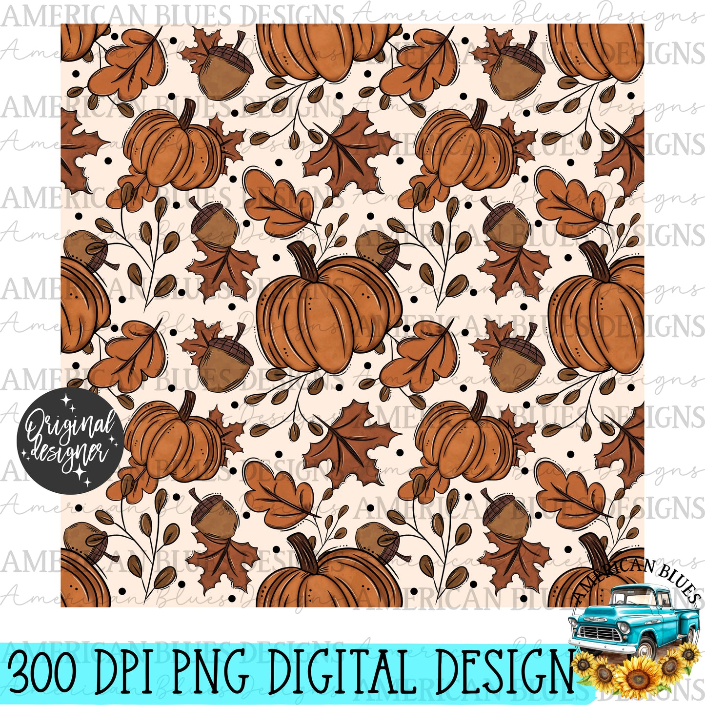 Rustic Autumn seamless pattern | American Blues Designs 