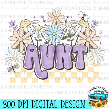 Aunt retro floral digital design | American Blues Designs