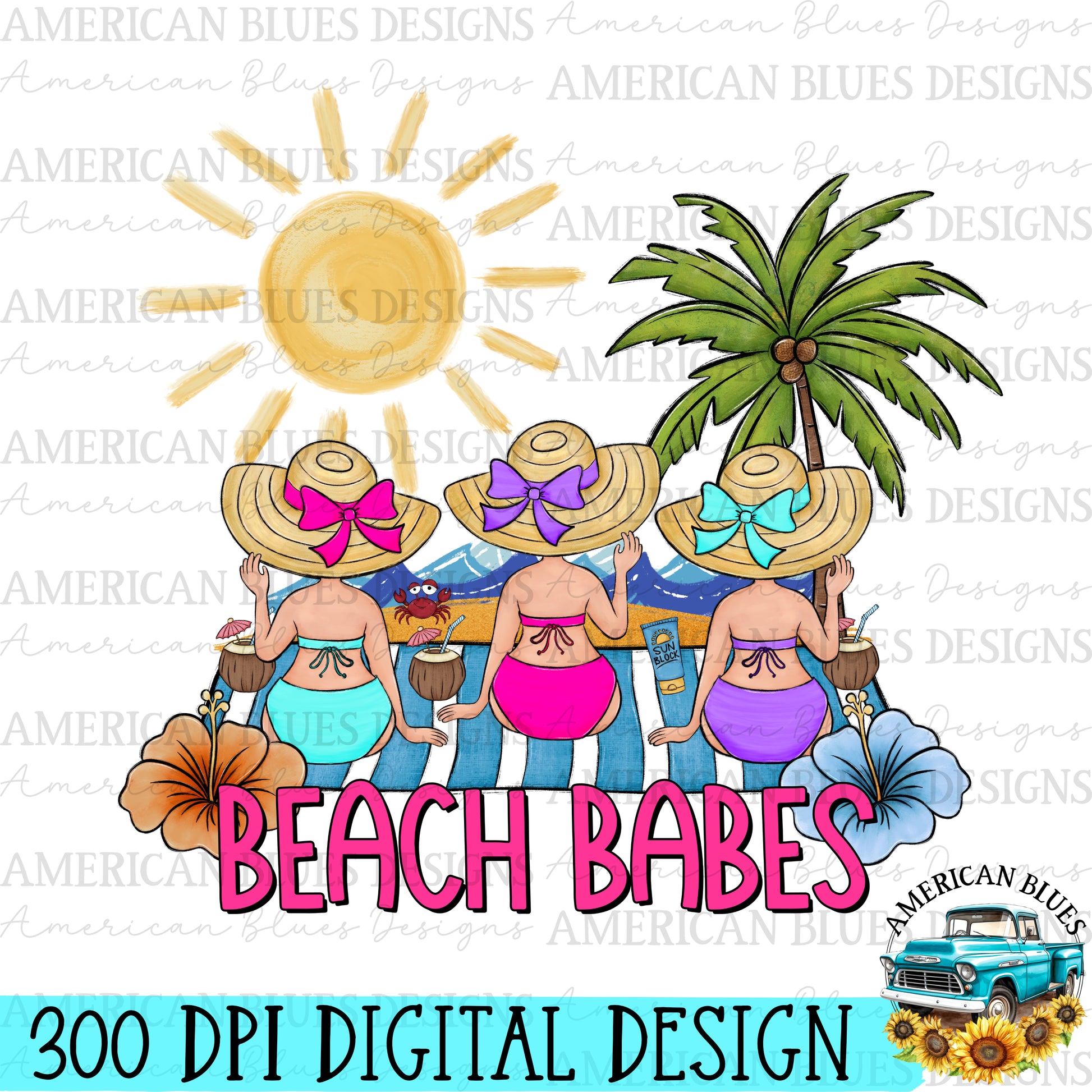 Beach Babes Digital Design | American Blues Designs