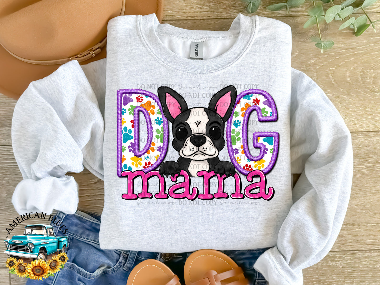 Dog mama Boston Terrier digital design | American Blues Design