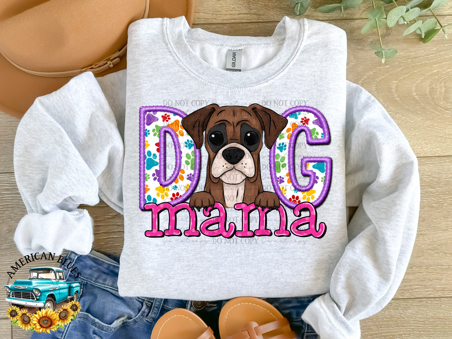  Dog mama Boxer digital design | American Blues Design