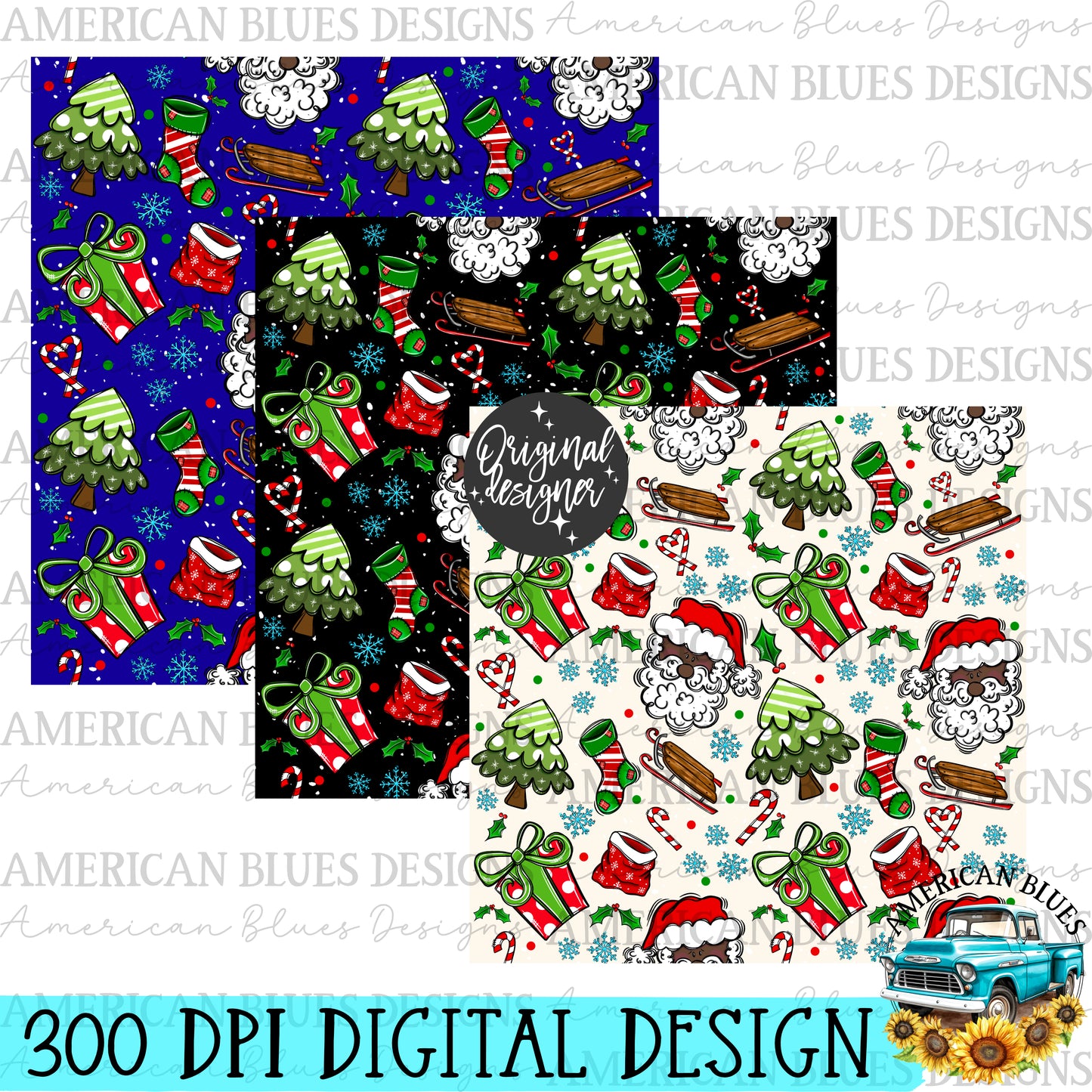 Merry Santa seamless pattern | American Blues Designs