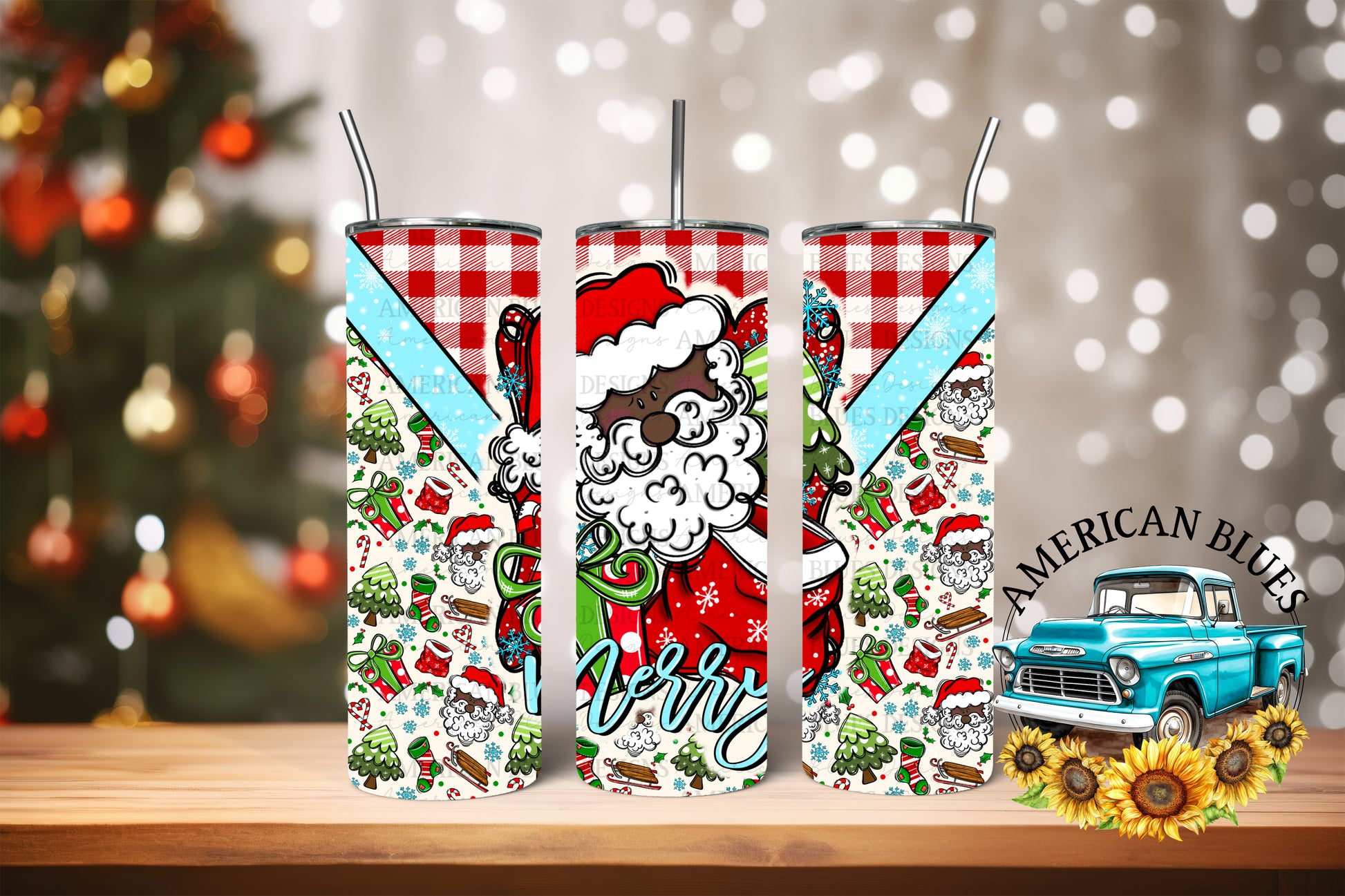 Merry Santa 20 ounce tumbler wrap | American Blues Designs