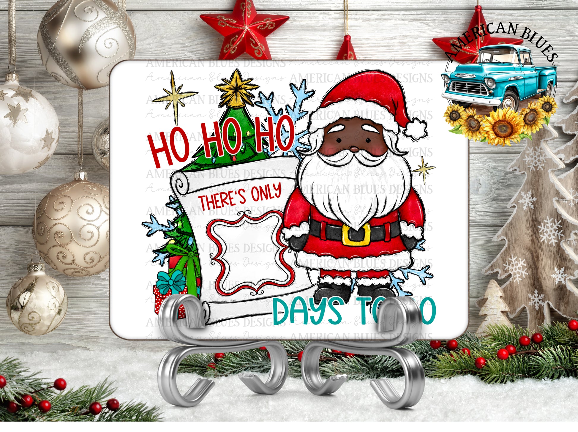 Christmas countdown board- Santa dark skin tone | American Blues Designs