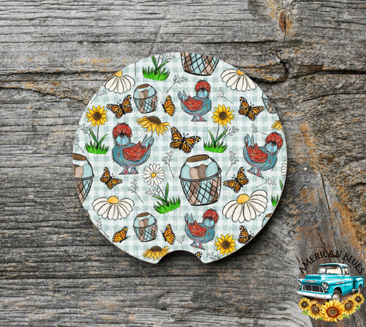 Spring Chicken car coaster