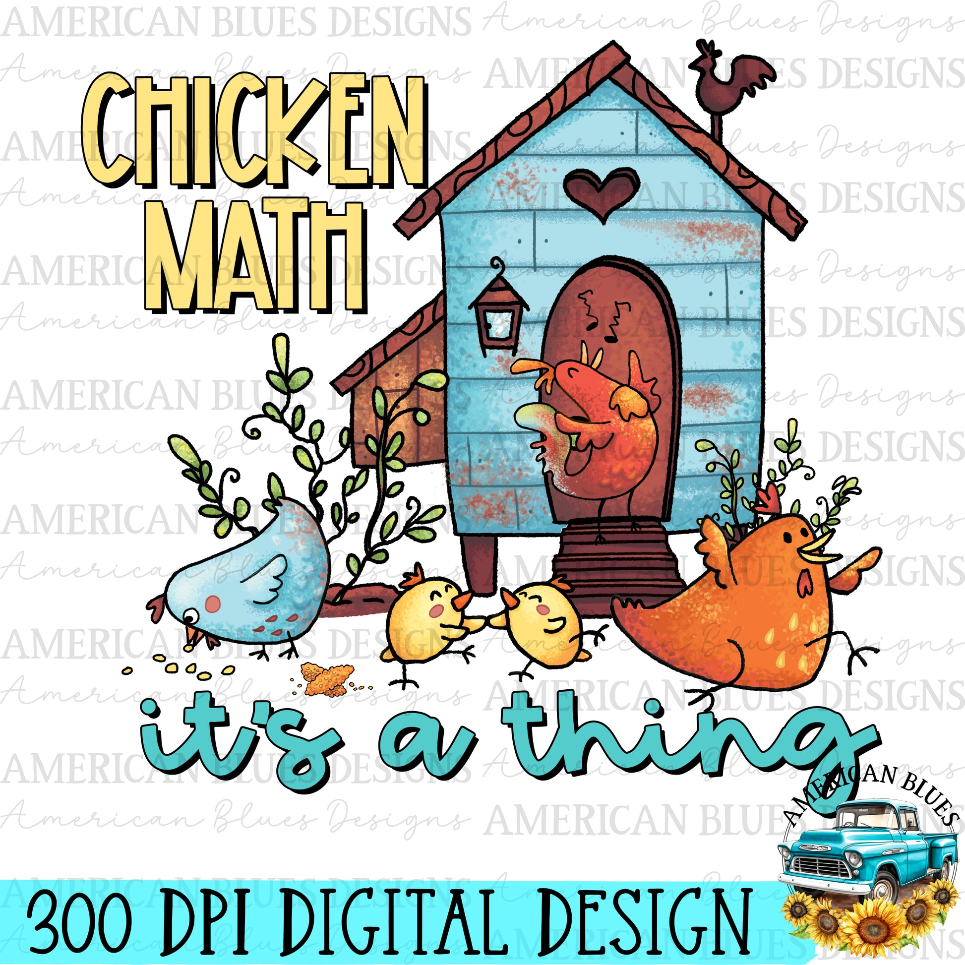 Chicken Math Digital Design | American Blues Designs