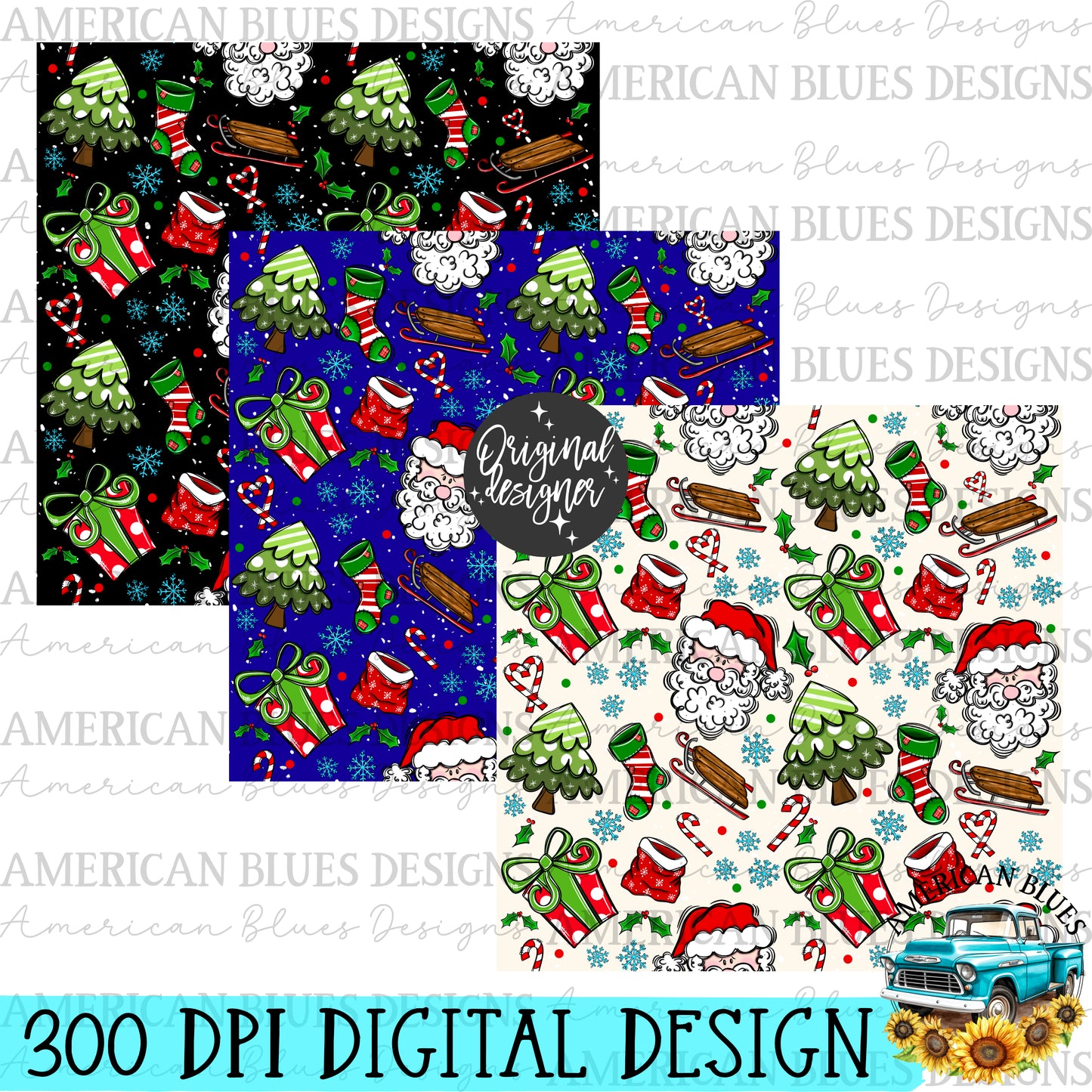 Merry Santa seamless pattern | American Blues Designs