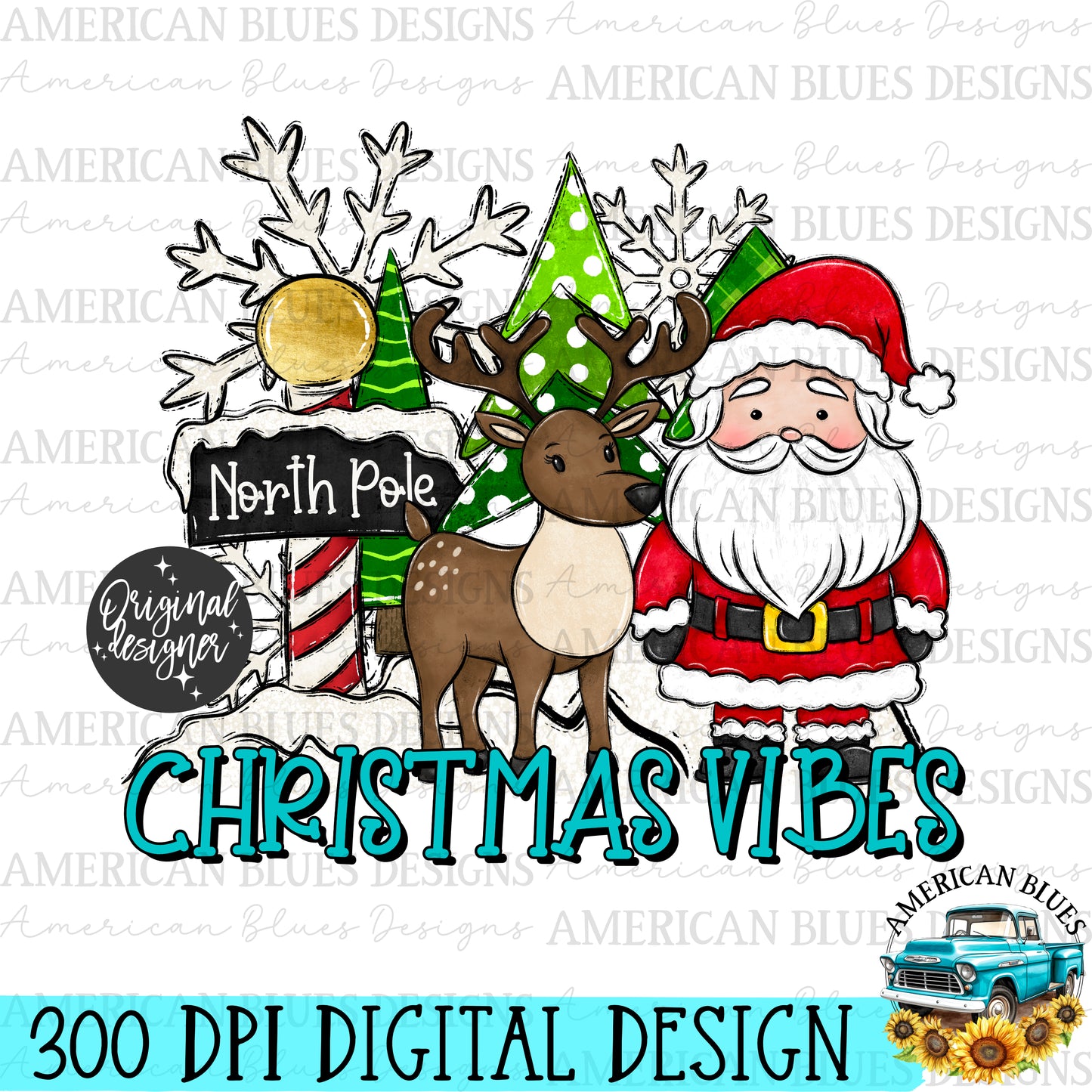 Christmas Vibes digital design | American Blues Designs