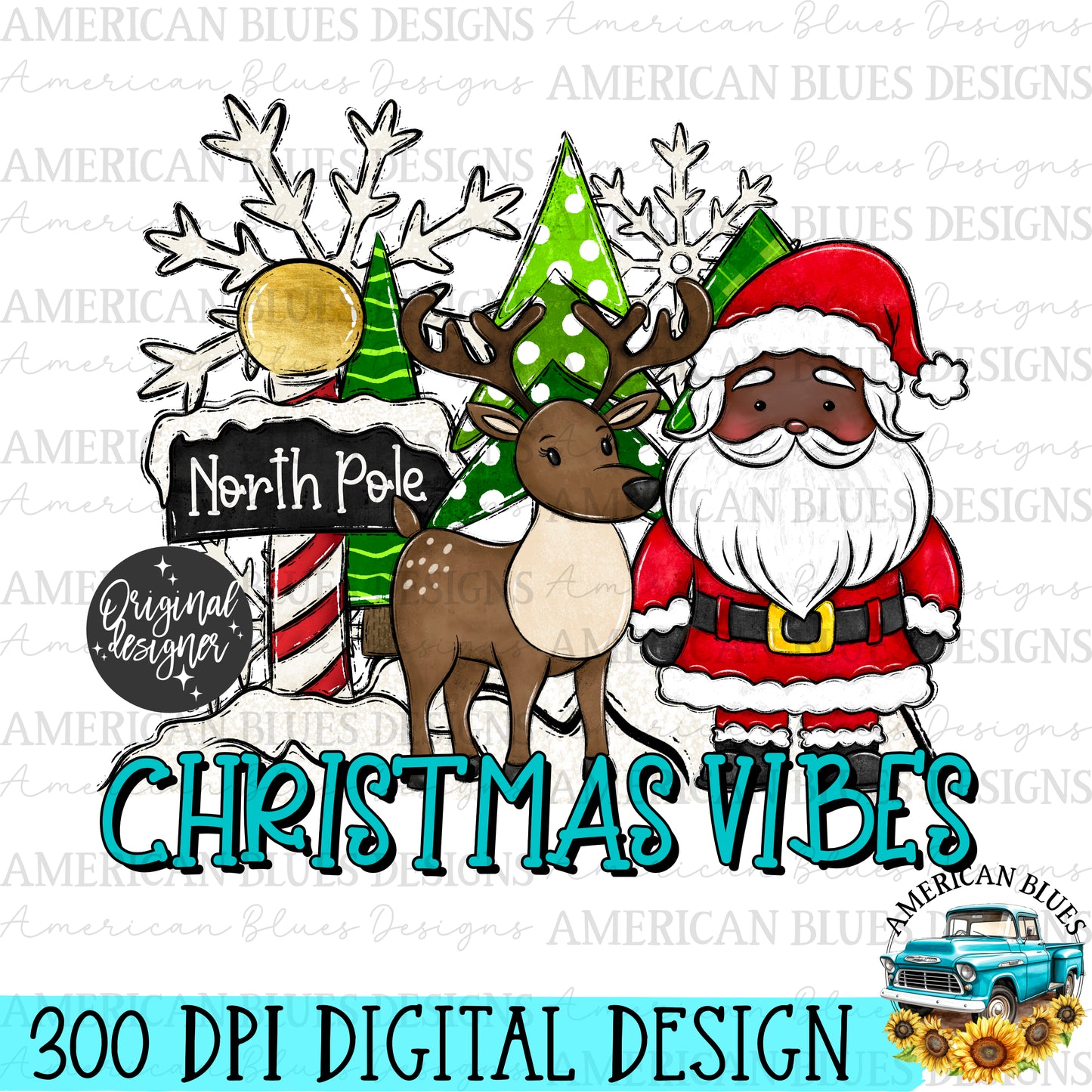 Christmas Vibes digital design | American Blues Designs