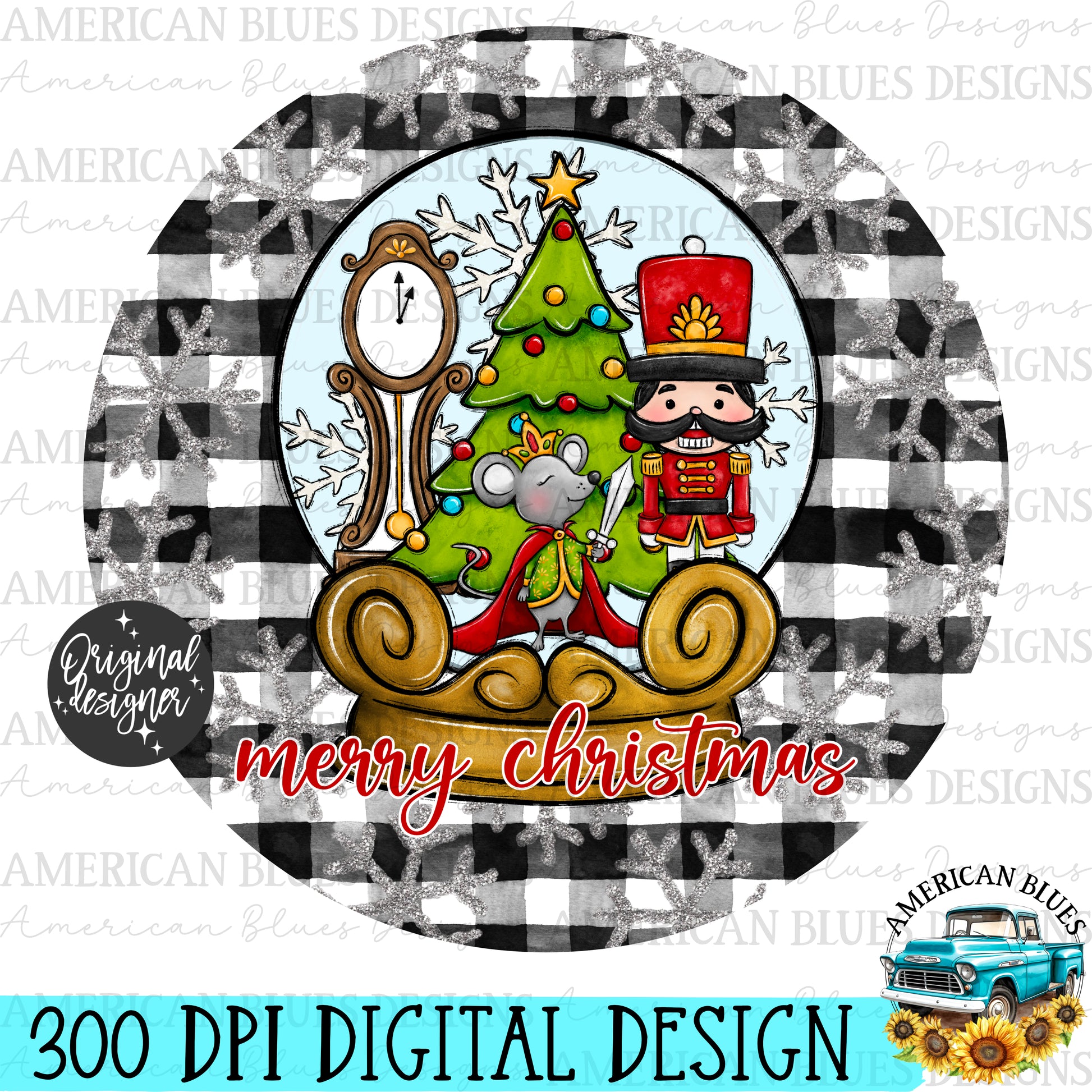 Merry Christmas Nutcracker door hanger digital design | American Blues Designs