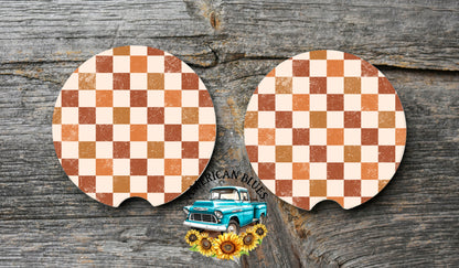 Autumn checkered car coaster digital design | American Blues Designs