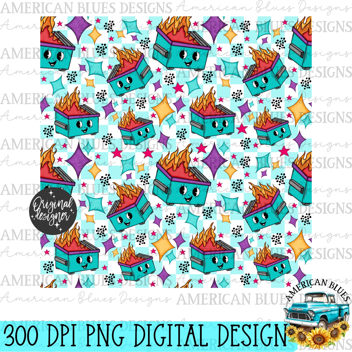 Dumpster Fire seamless pattern