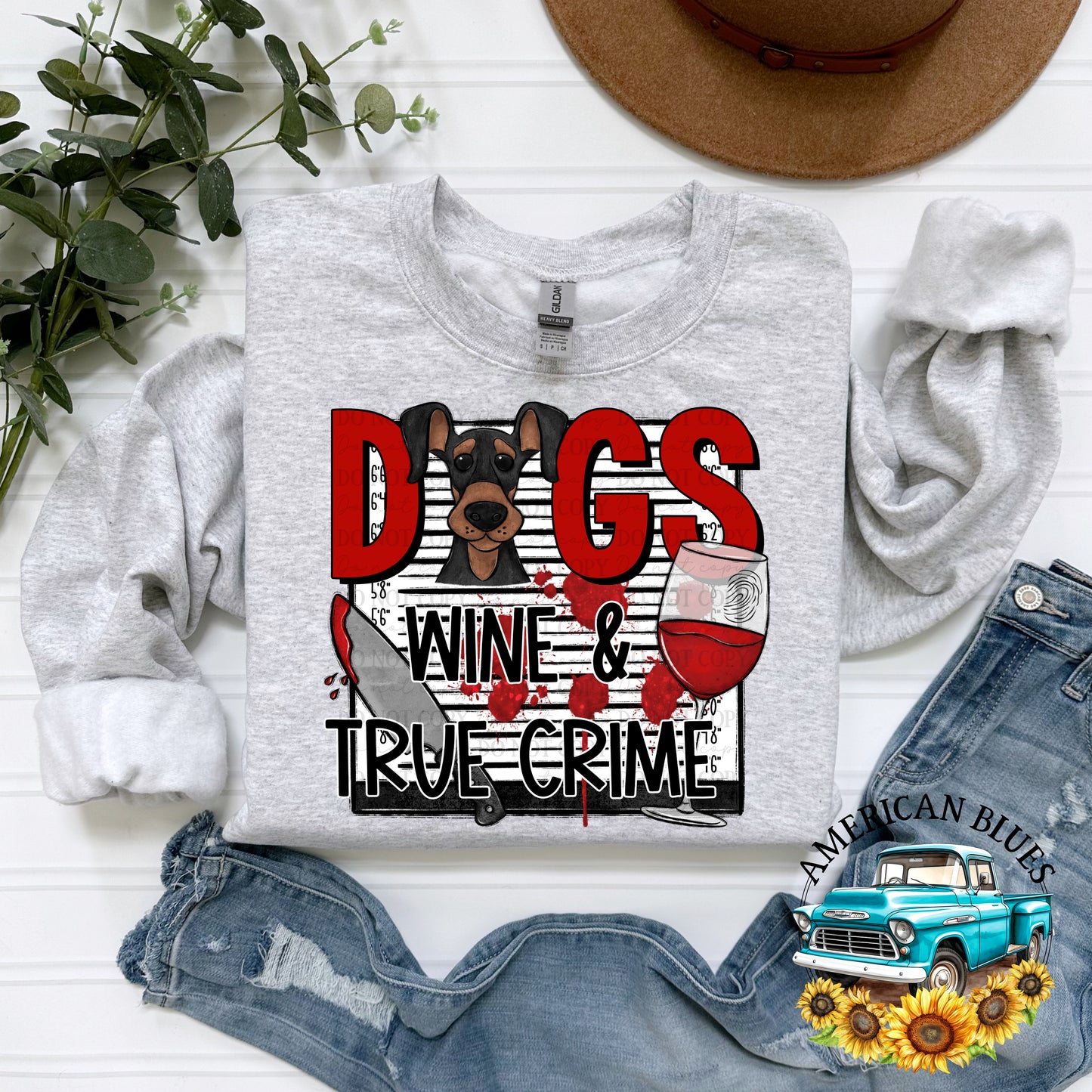 Dogs Wine & True Crime | American Blues Designs