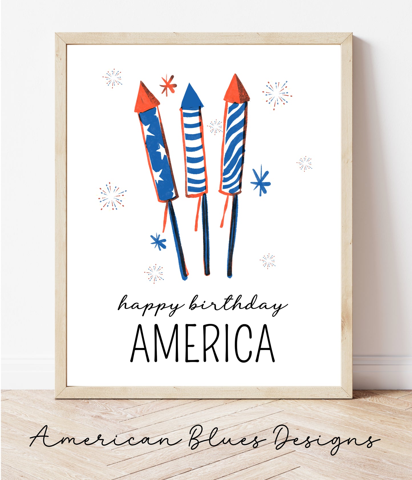 Happy 4th of July, Freedom, Happy Birthday America Printable Wall Art