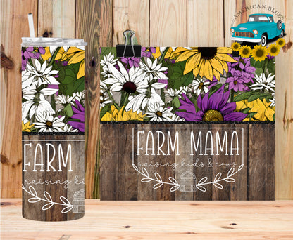 Farm Mama rustic florals 20 oz straight tumbler wrap