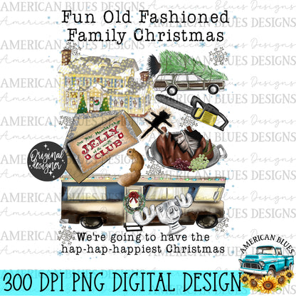 Fun Old Fashioned Family Christmas digital design | American Blues Designs