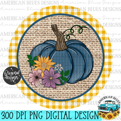 Fabric pumpkins car coaster digital design | American Blues Designs