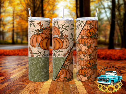 Autumn Pumpkins tumbler digital design | American Blues Designs