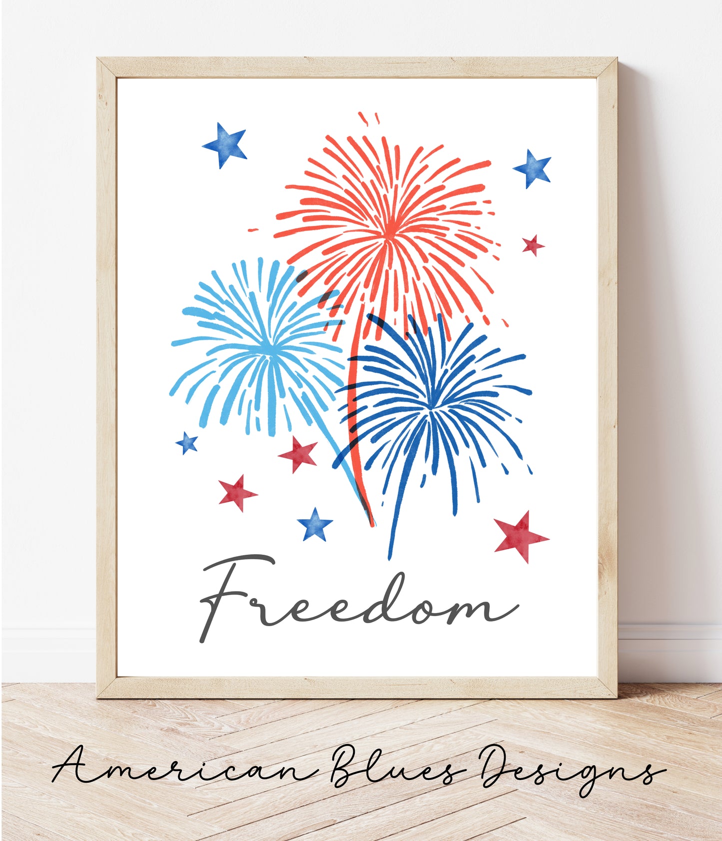 Happy 4th of July, Freedom, Happy Birthday America Printable Wall Art