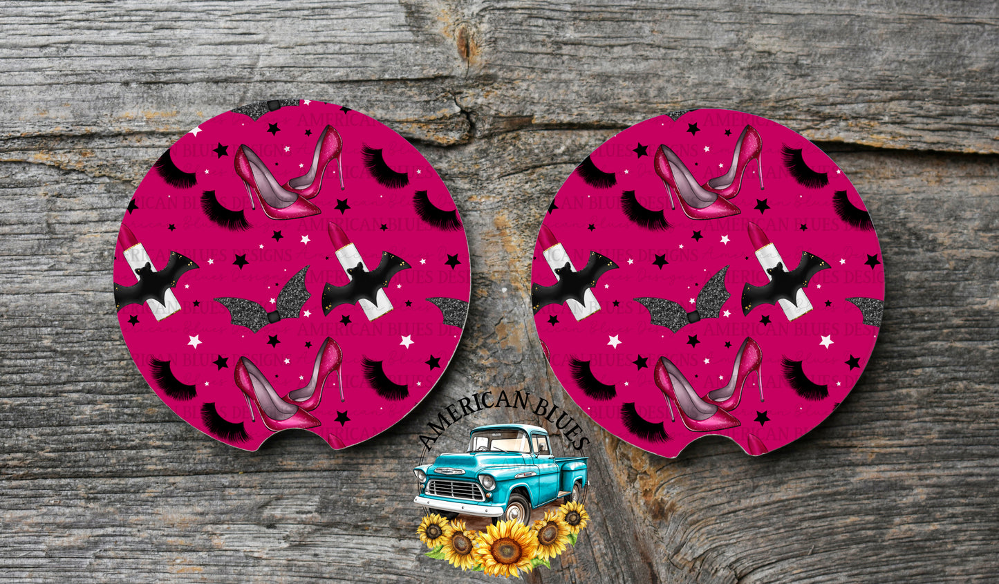 Patchwork Pumpkin car coaster digital design | American Blues Designs