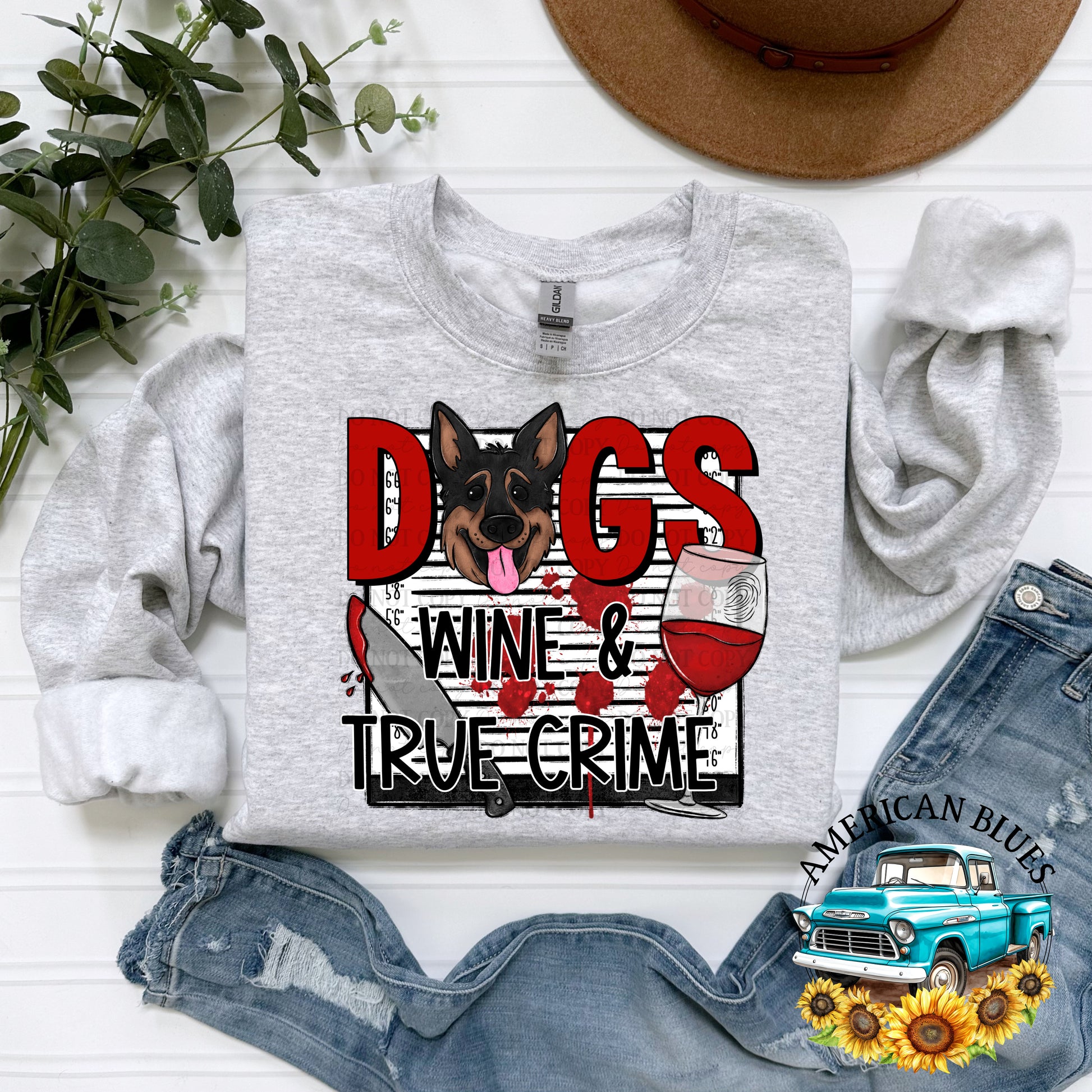 Dogs Wine & True Crime | American Blues Designs