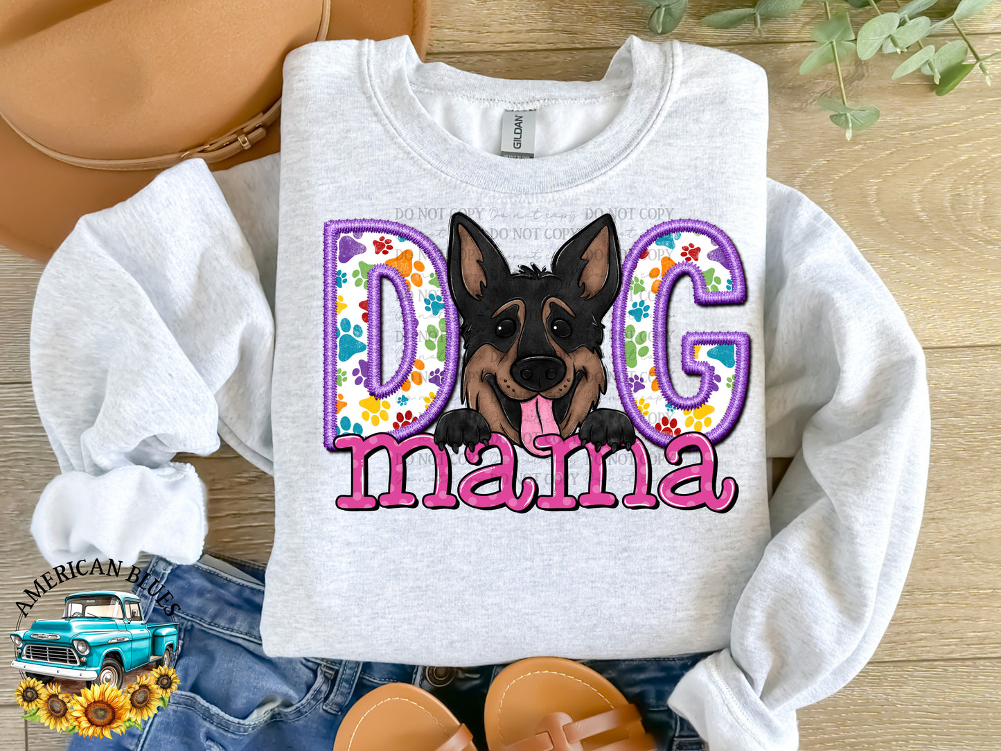 Dog mama German Shepard digital design | American Blues Design