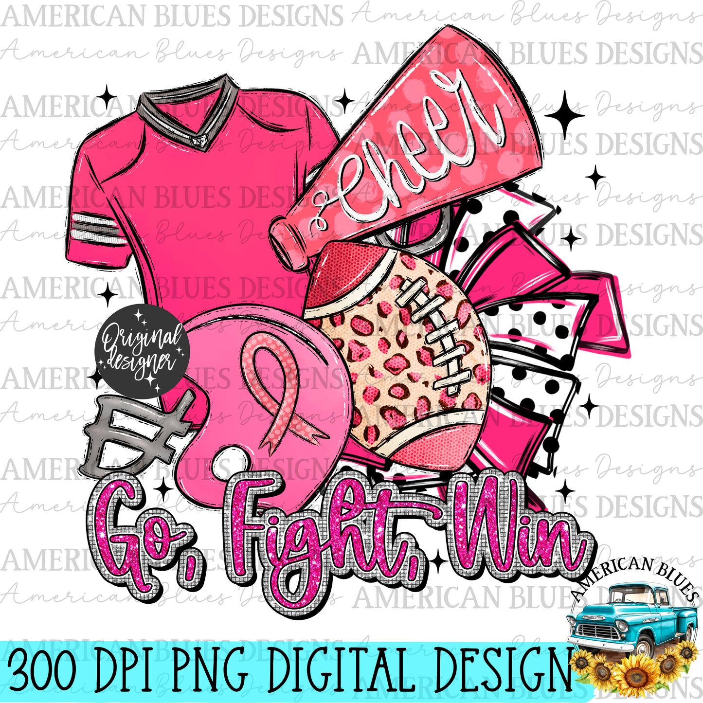 Go Fight Win digital design | American Blues Designs