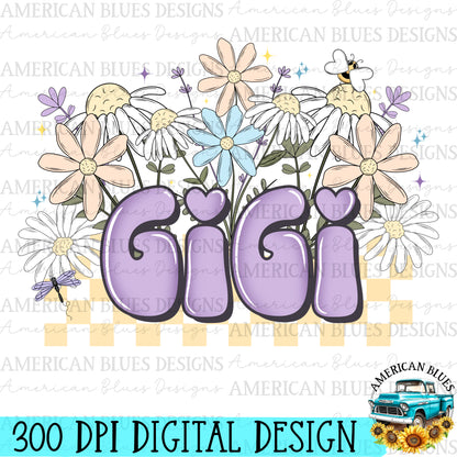 Gigi retro floral digital design | American Blues Designs